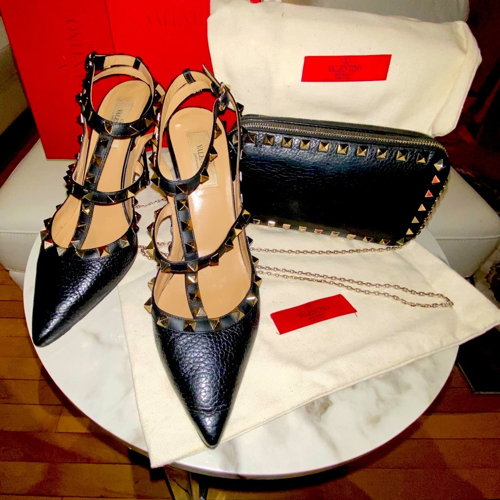 Valentino Garavani Stud heel with matching stud chain bag both LIMITED EDITION